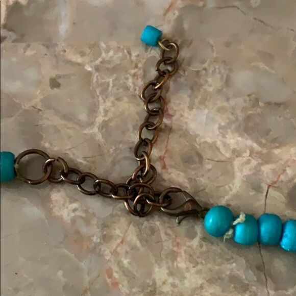Vintage Turquoise multistrand necklace 3 copper rings with clasp closure - Picture 4 of 5